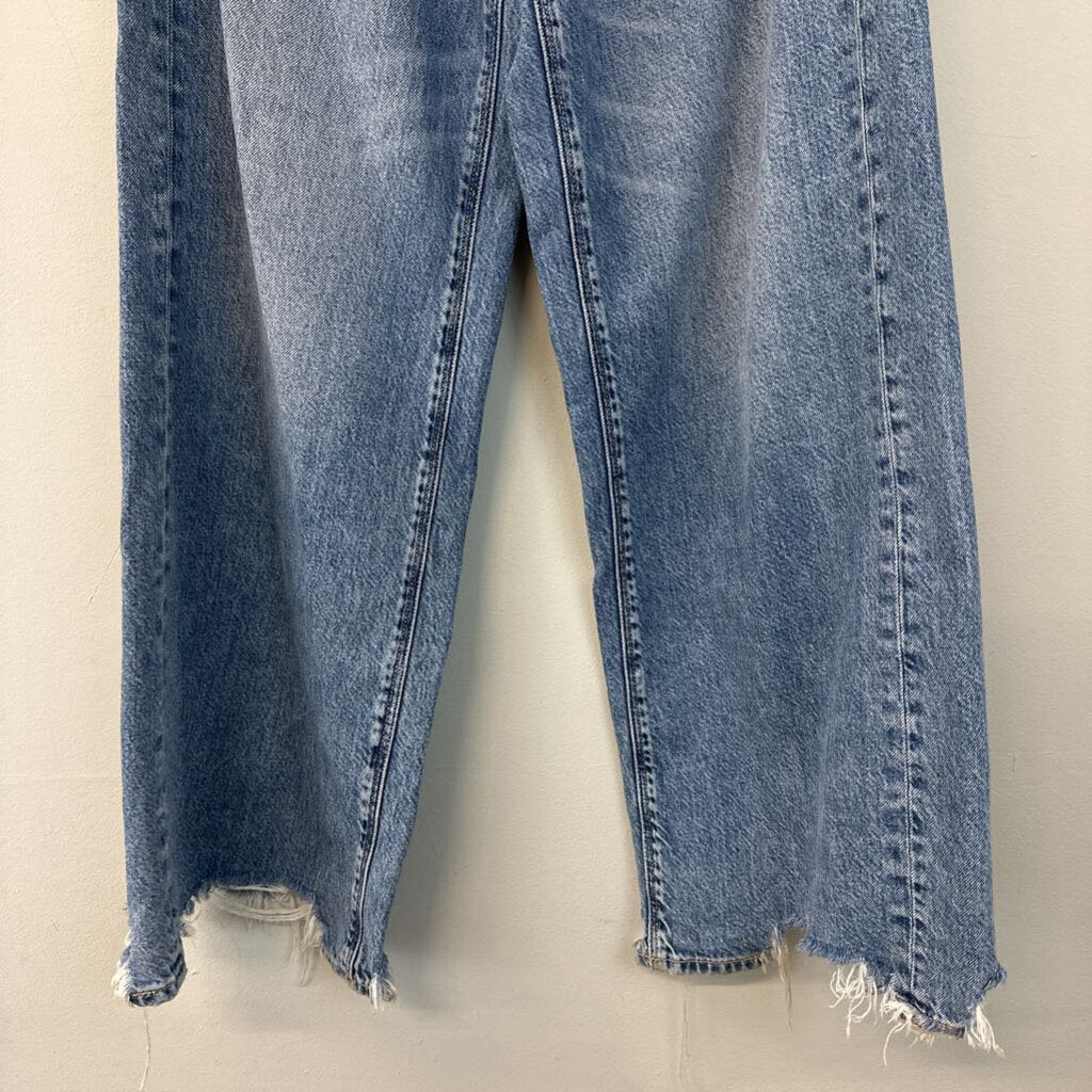 American Eagle Medium Wash Super High Rise Baggy Wide Leg Jeans 10