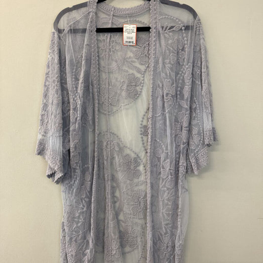 Grey Lace Open Front Duster Medium