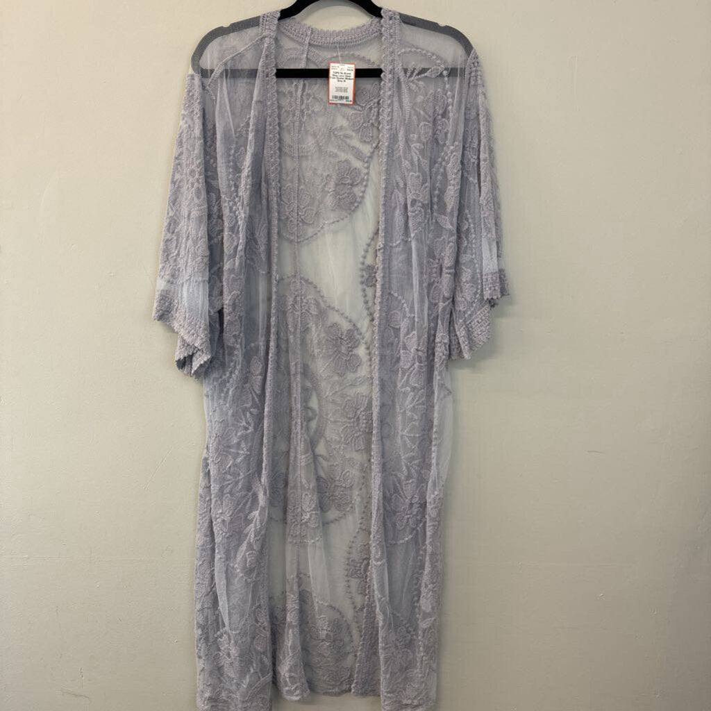 Grey Lace Open Front Duster Medium