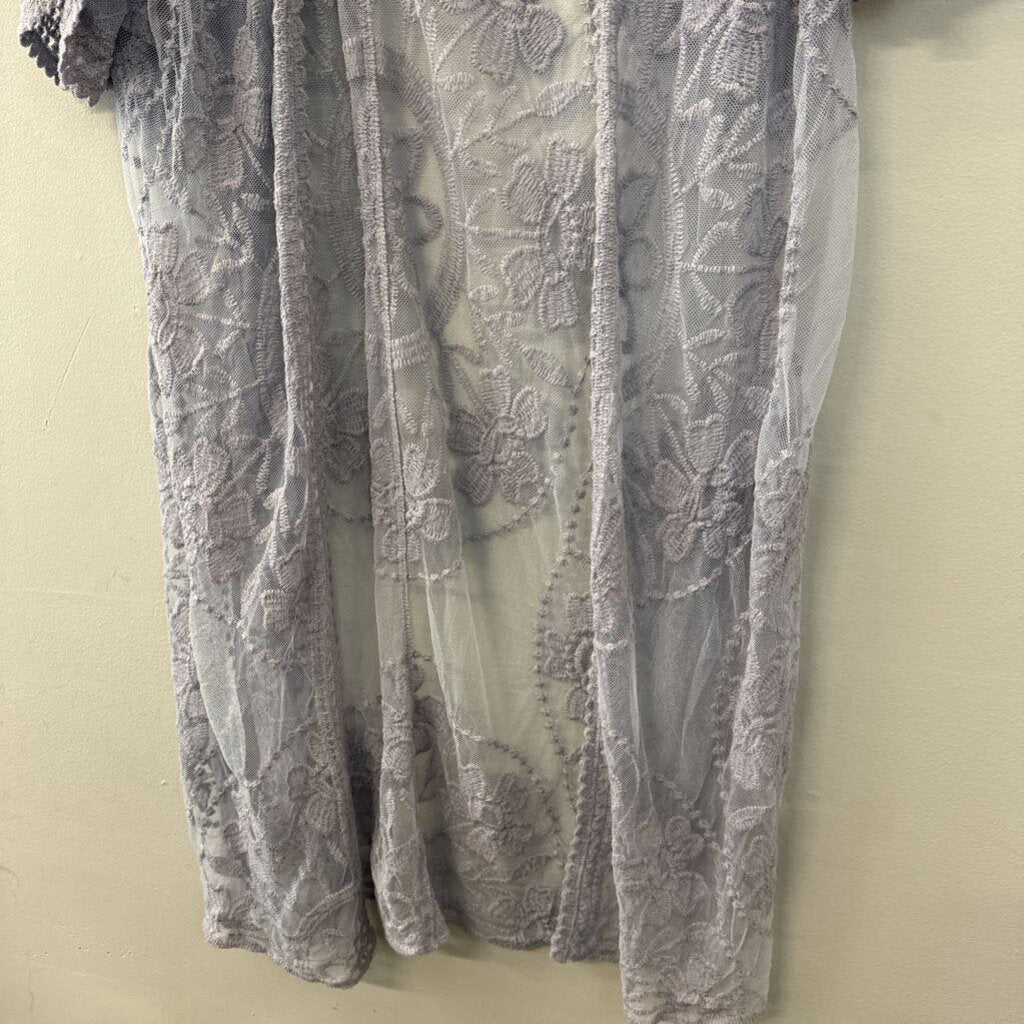 Grey Lace Open Front Duster Medium