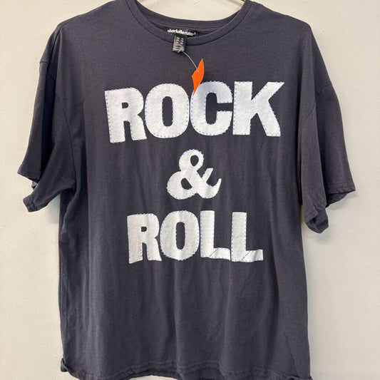 Charlotte Russe Grey Rock & Roll Short Sleeve Graphic Tee Extra Large