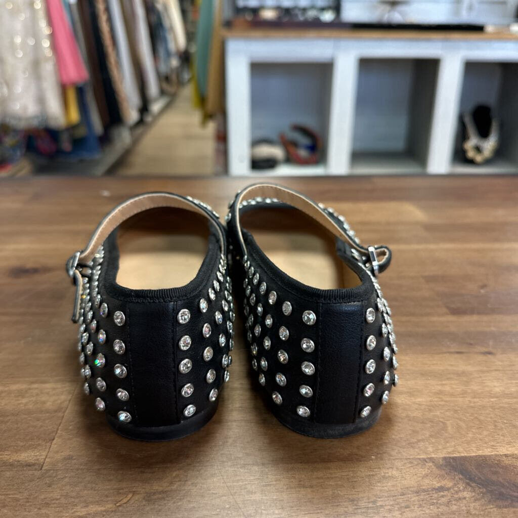 Steve Madden Black Vinetta Rhinestone Flats 9