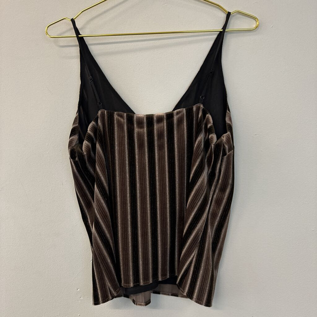 Maven West Brown Velvet Striped Tank Extra Small