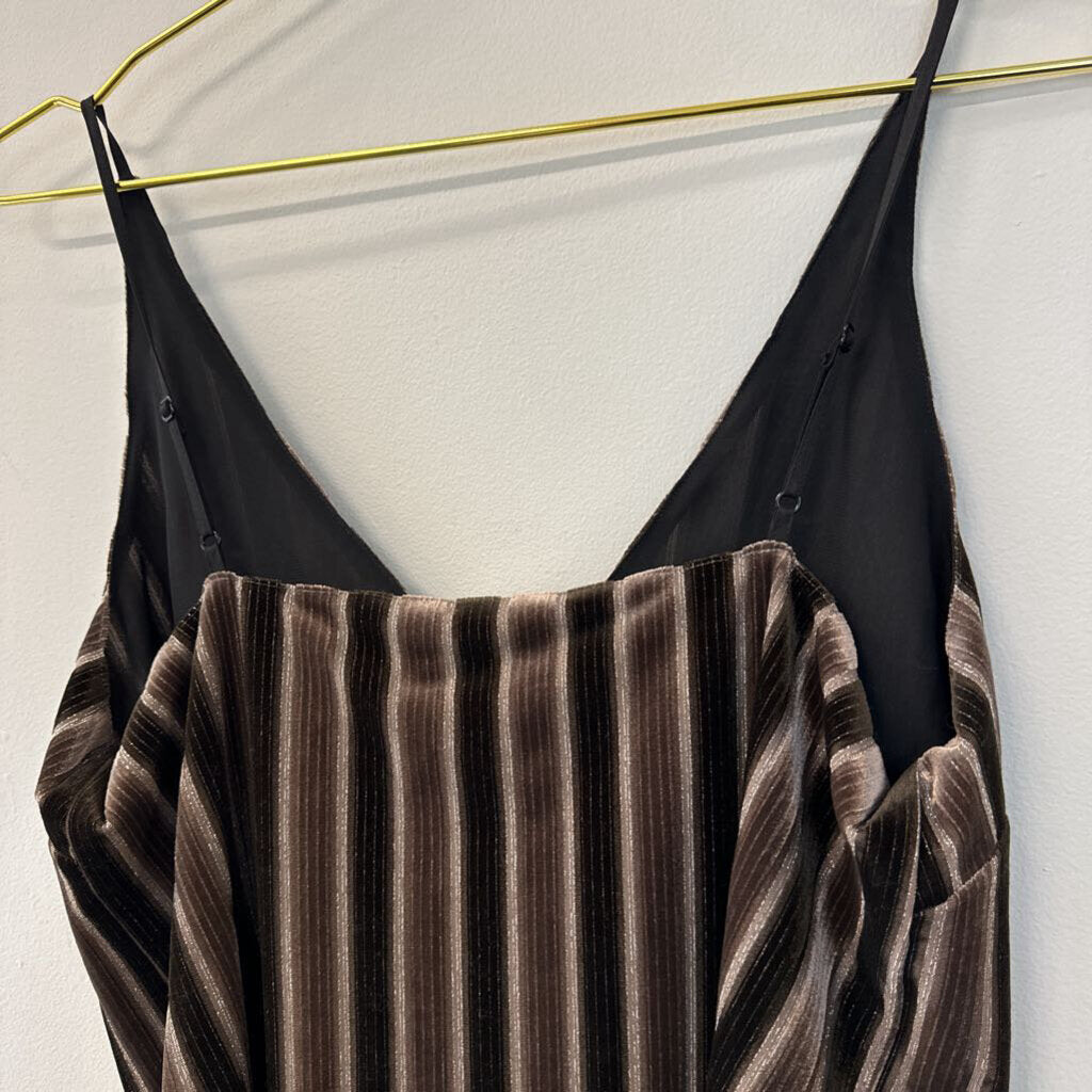 Maven West Brown Velvet Striped Tank Extra Small