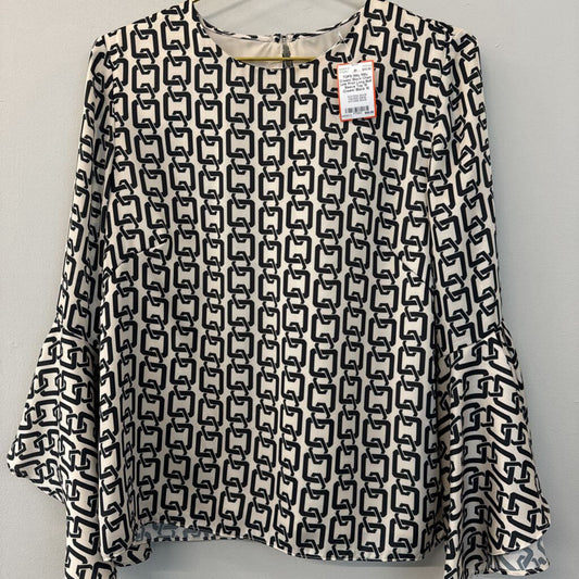 Milly Cream/ Black Chain Link Print Long Bell Sleeve Top 10