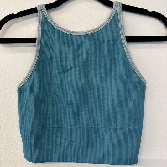 Teal/ Blue Ribbed Cropped Tank Small