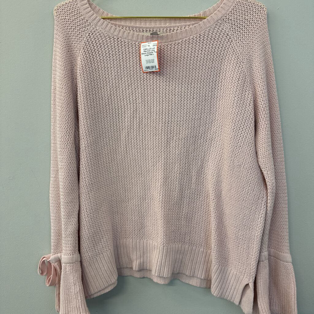 Loft Pink Knit Long Sleeve Sweater Top Large