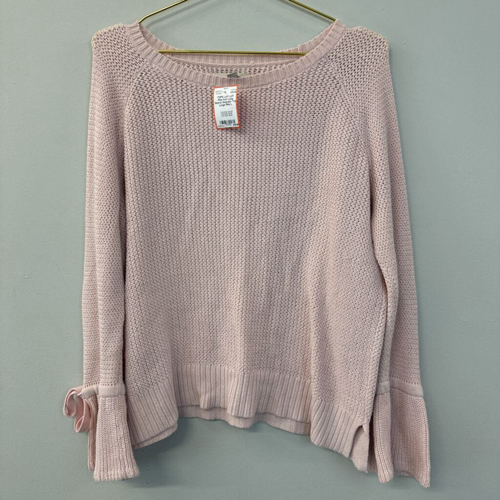 Loft Pink Knit Long Sleeve Sweater Top Large