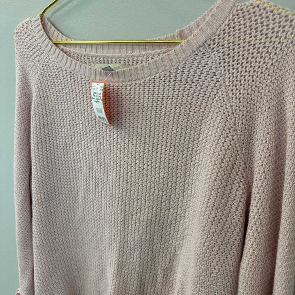 Loft Pink Knit Long Sleeve Sweater Top Large