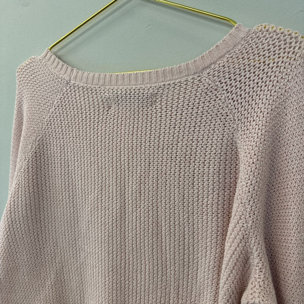 Loft Pink Knit Long Sleeve Sweater Top Large