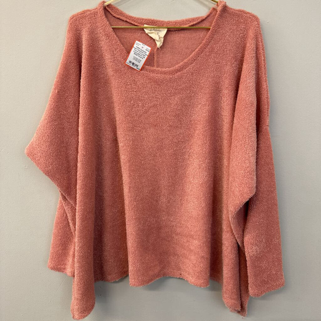 Fantastic Fawn Coral Terrycloth Long Sleeve Top Small