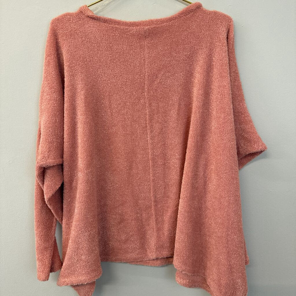 Fantastic Fawn Coral Terrycloth Long Sleeve Top Small