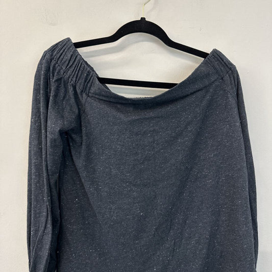 Loft Grey Silver Thread Off Shoulder Long Sleeve Top Medium