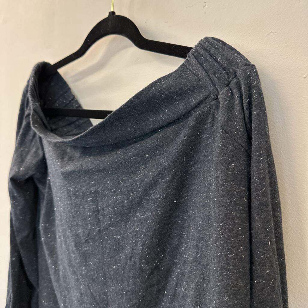 Loft Grey Silver Thread Off Shoulder Long Sleeve Top Medium