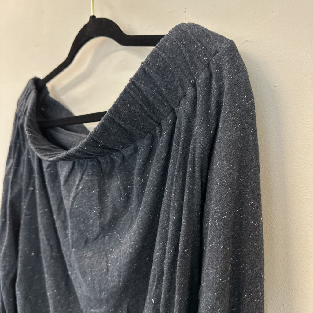 Loft Grey Silver Thread Off Shoulder Long Sleeve Top Medium