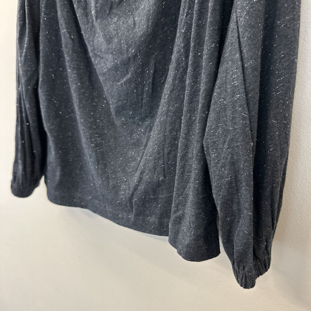 Loft Grey Silver Thread Off Shoulder Long Sleeve Top Medium