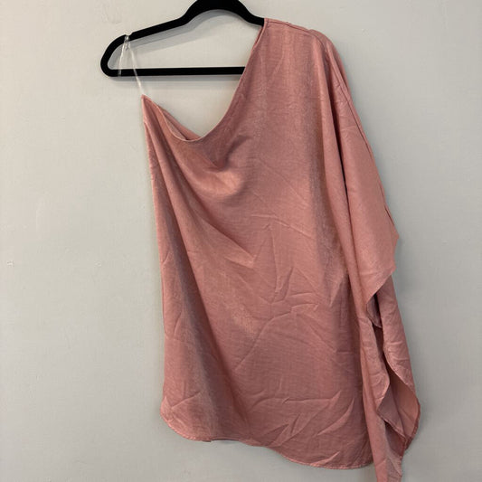 Vici Coral Pink Silky One Shoulder Tunic Top Medium