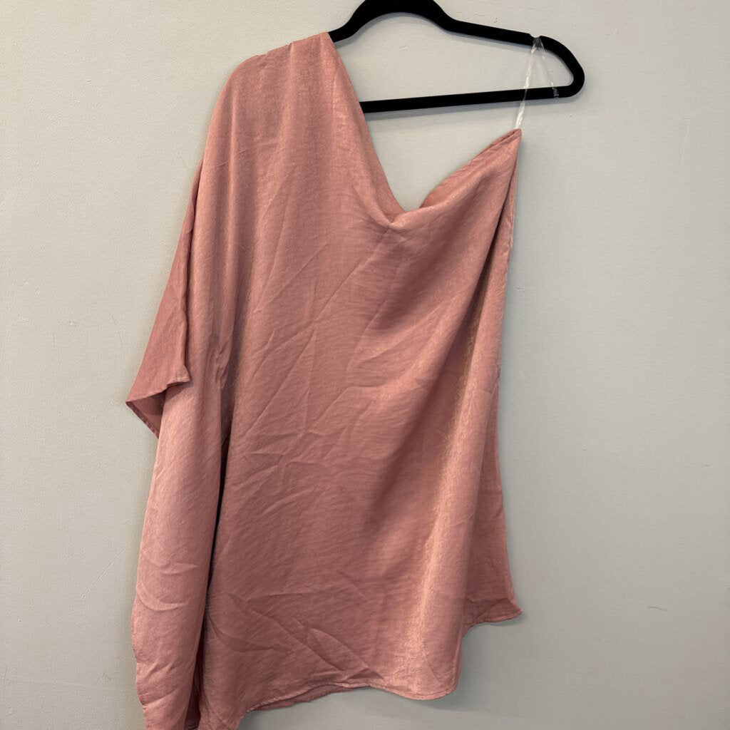 Vici Coral Pink Silky One Shoulder Tunic Top Medium