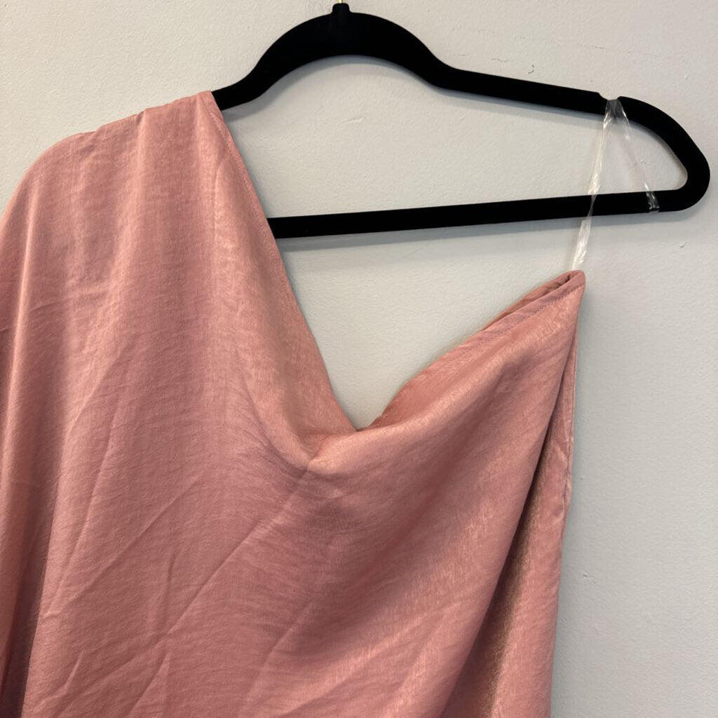 Vici Coral Pink Silky One Shoulder Tunic Top Medium