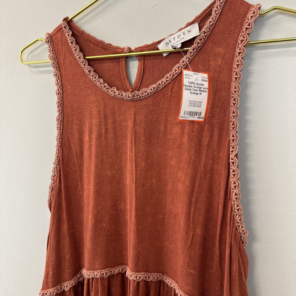 Hayden Orange Lace Detail Tank Medium