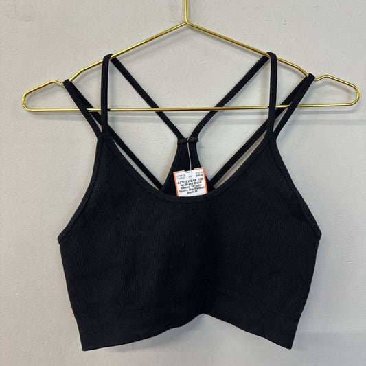 Black Ribbed Strappy Sports Bra Medium