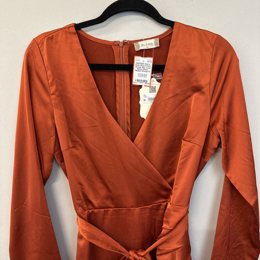 Altar'd State Orange Silky Long Sleeve Dress Medium