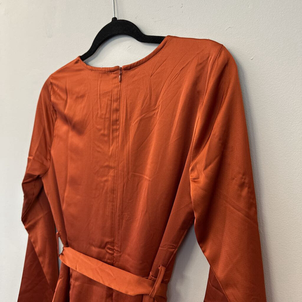 Altar'd State Orange Silky Long Sleeve Dress Medium