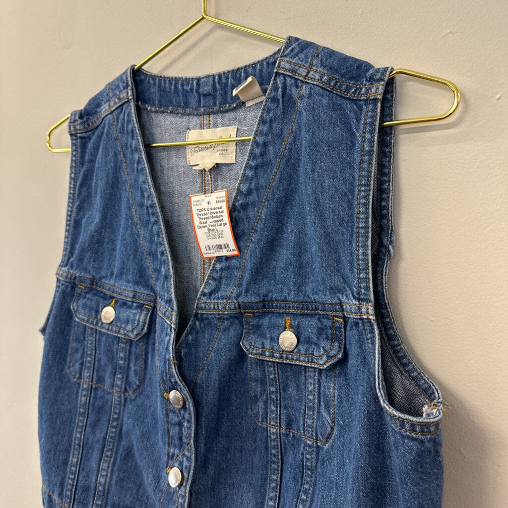 Universal Thread Medium Wash Cropped Denim Vest Large