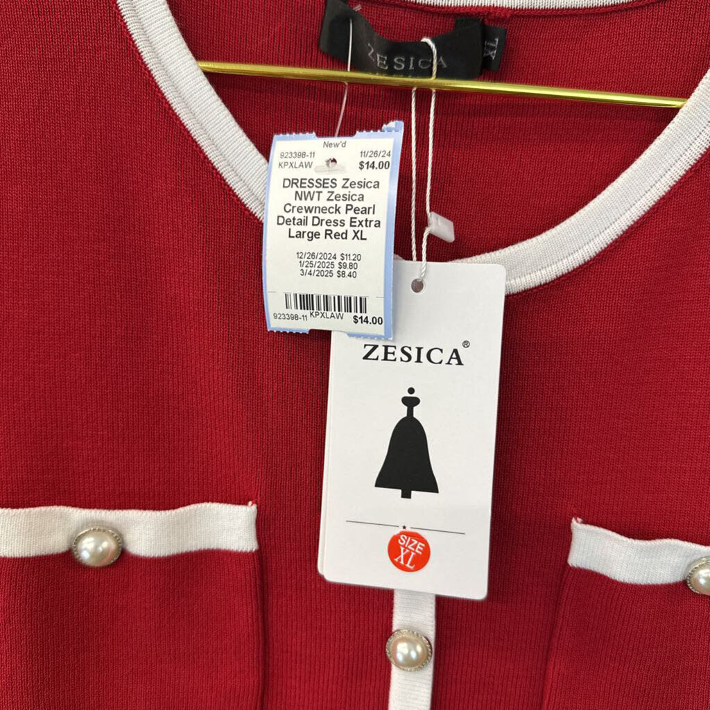 NWT Zesica Crewneck Pearl Detail Dress Extra Large