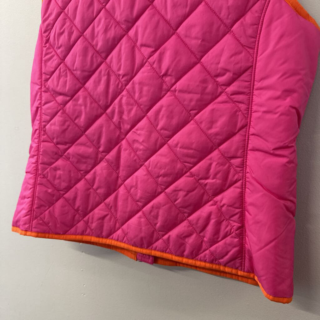 Land's End Hot Pink/ Orange Lined Puffer Vest Small