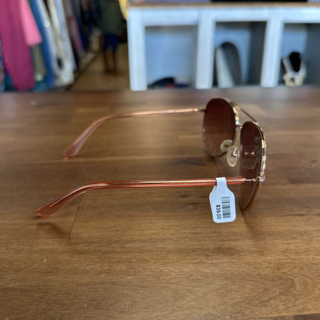 Calvin Klein Rose/ Gold Aviator Sunglasses