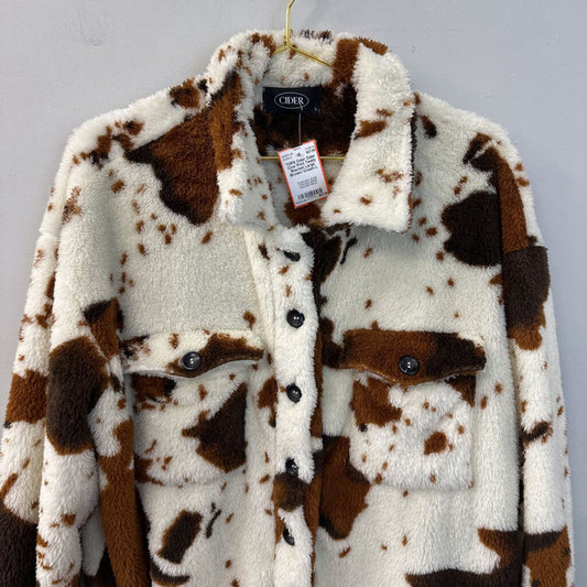 Cider Cow Print Teddy Shacket Large