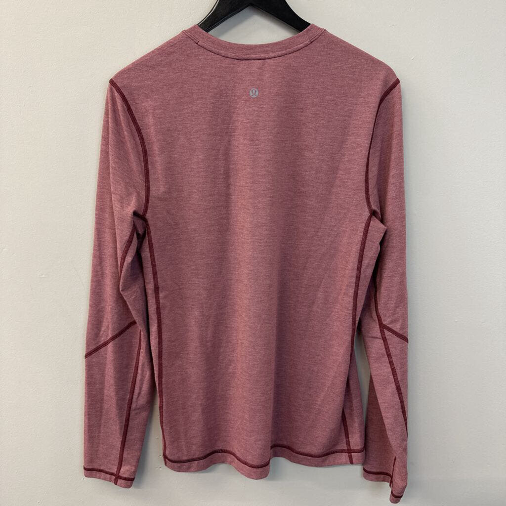 Lululemon Mens Burgundy Long Sleeve Henley Top Small