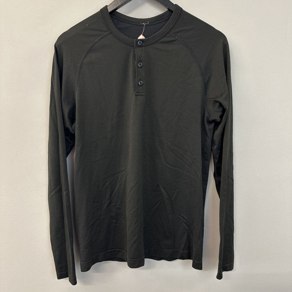 Lululemon Mens Black Long Sleeve Henley Top Small