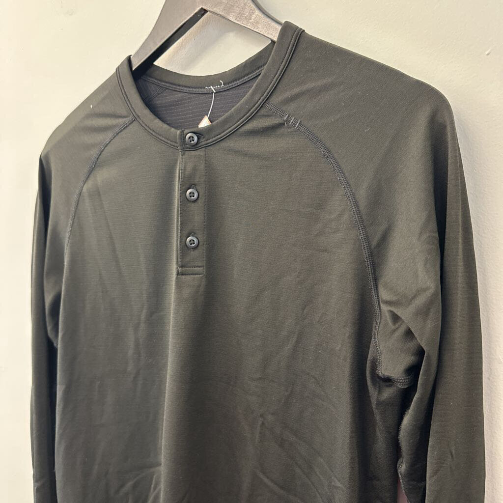 Lululemon Mens Black Long Sleeve Henley Top Small