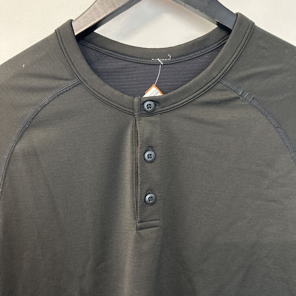 Lululemon Mens Black Long Sleeve Henley Top Small