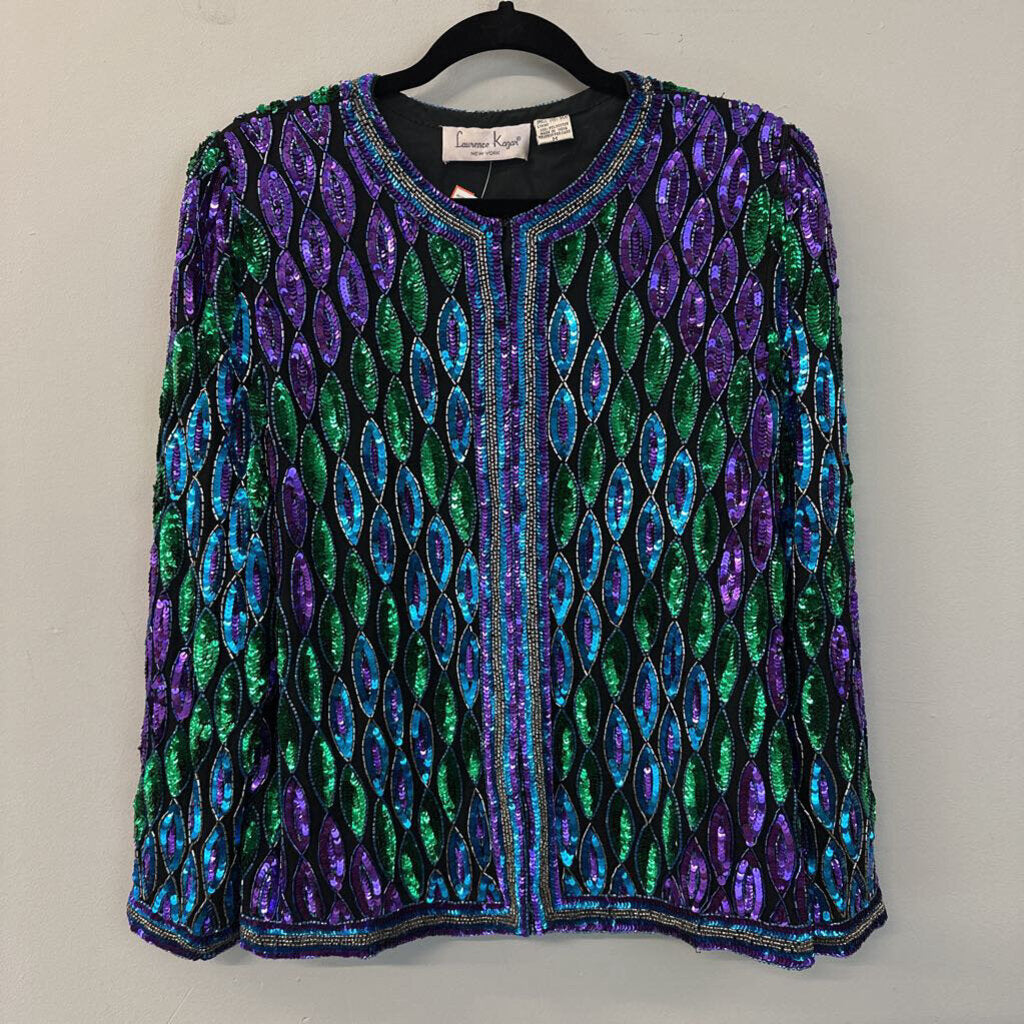 Laurence Kazer Black/ Multi Sequin Jacket Top Medium