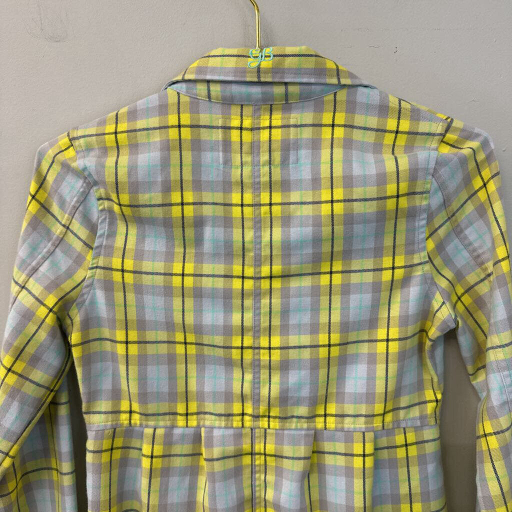 Gretchen Bleiler Grey/ Yellow Plaid Button Down Top SMall