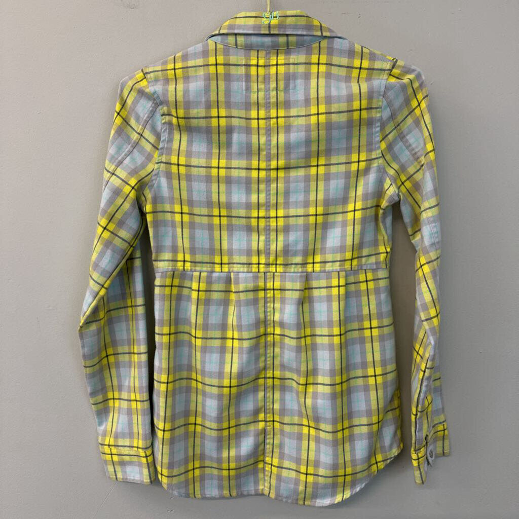 Gretchen Bleiler Grey/ Yellow Plaid Button Down Top SMall