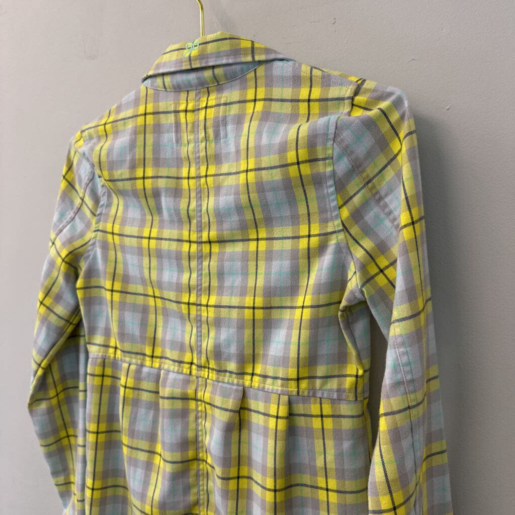 Gretchen Bleiler Grey/ Yellow Plaid Button Down Top SMall