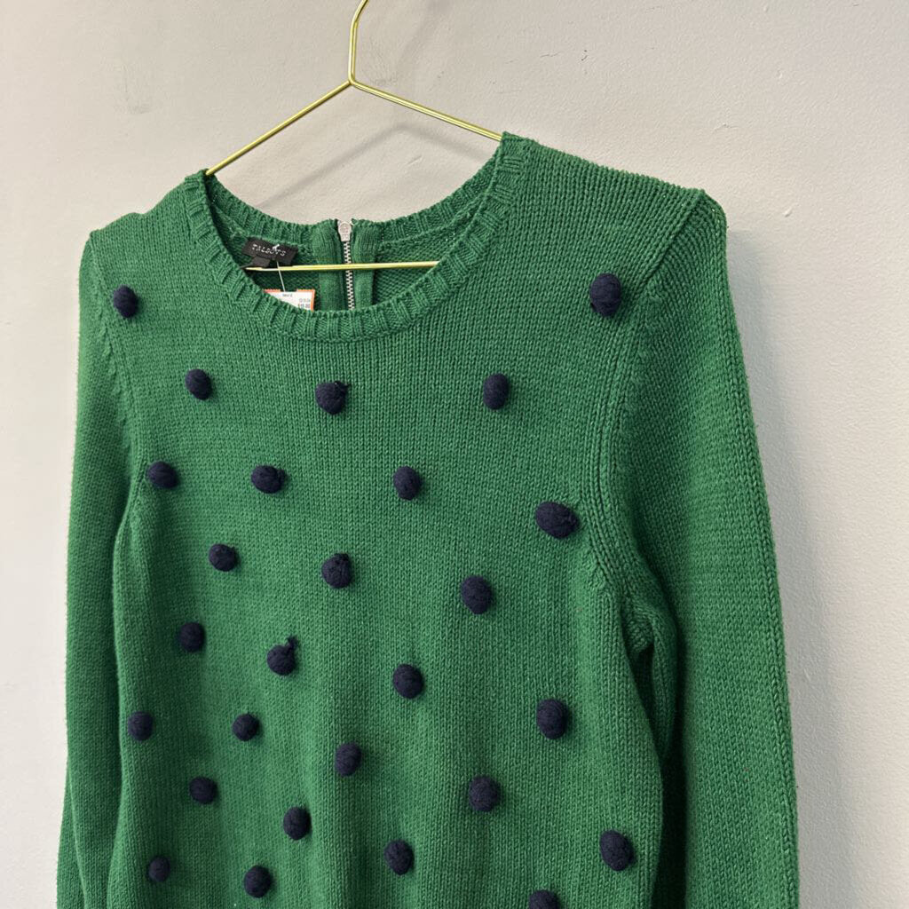 Talbots Green/ Black Pom Pom Long Sleeve Sweater Small