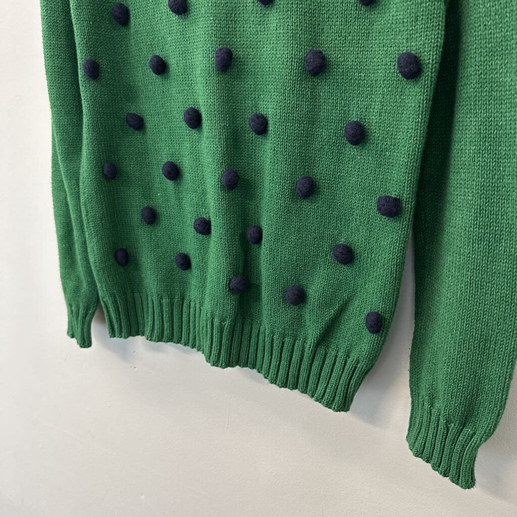 Talbots Green/ Black Pom Pom Long Sleeve Sweater Small