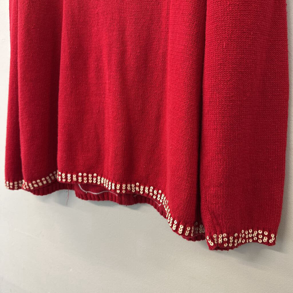 Designers Original Studio Red/ White Snowman Zip Up Sweater 2X