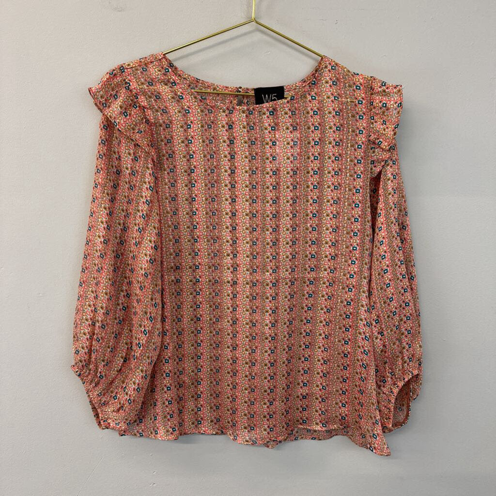 W5 Pink/ Multi Print Long Sleeve Top Medium