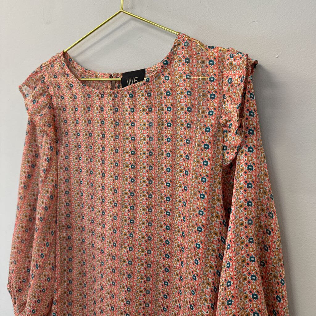 W5 Pink/ Multi Print Long Sleeve Top Medium