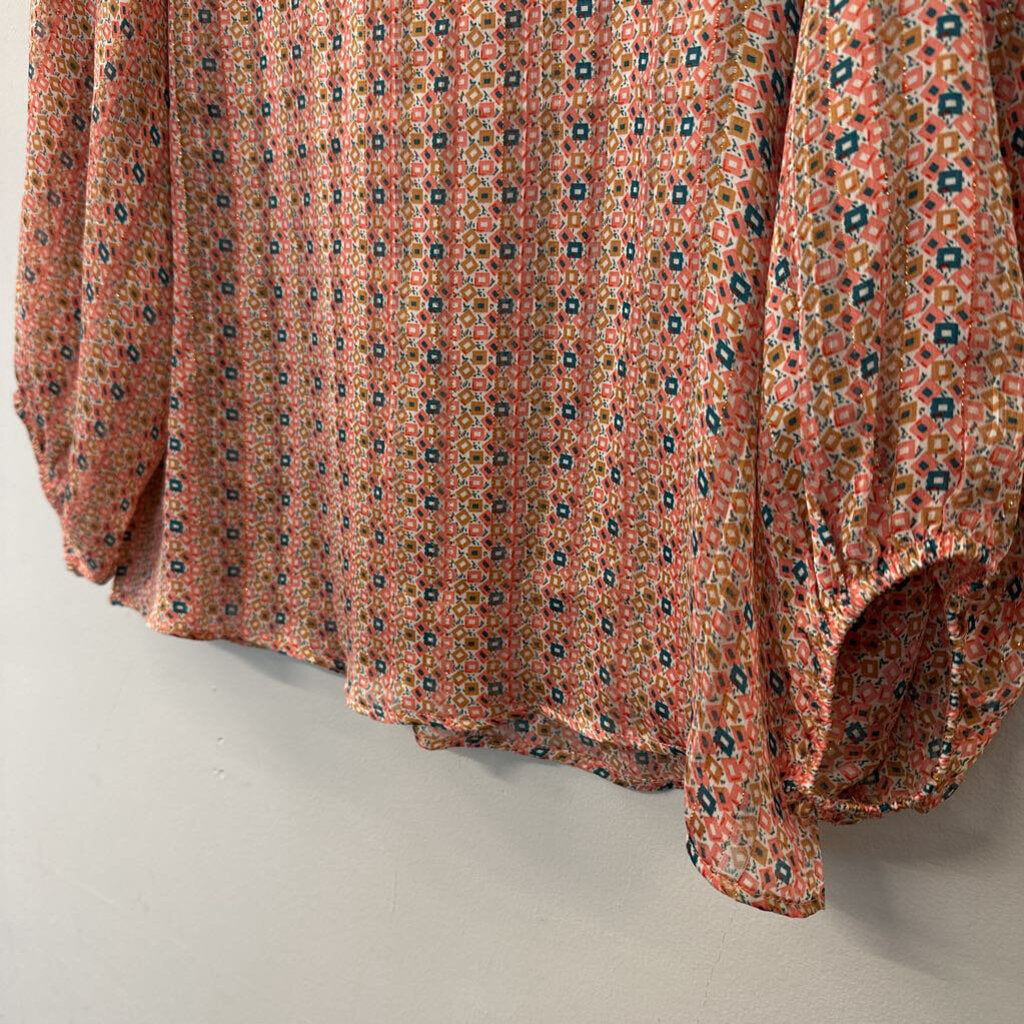 W5 Pink/ Multi Print Long Sleeve Top Medium