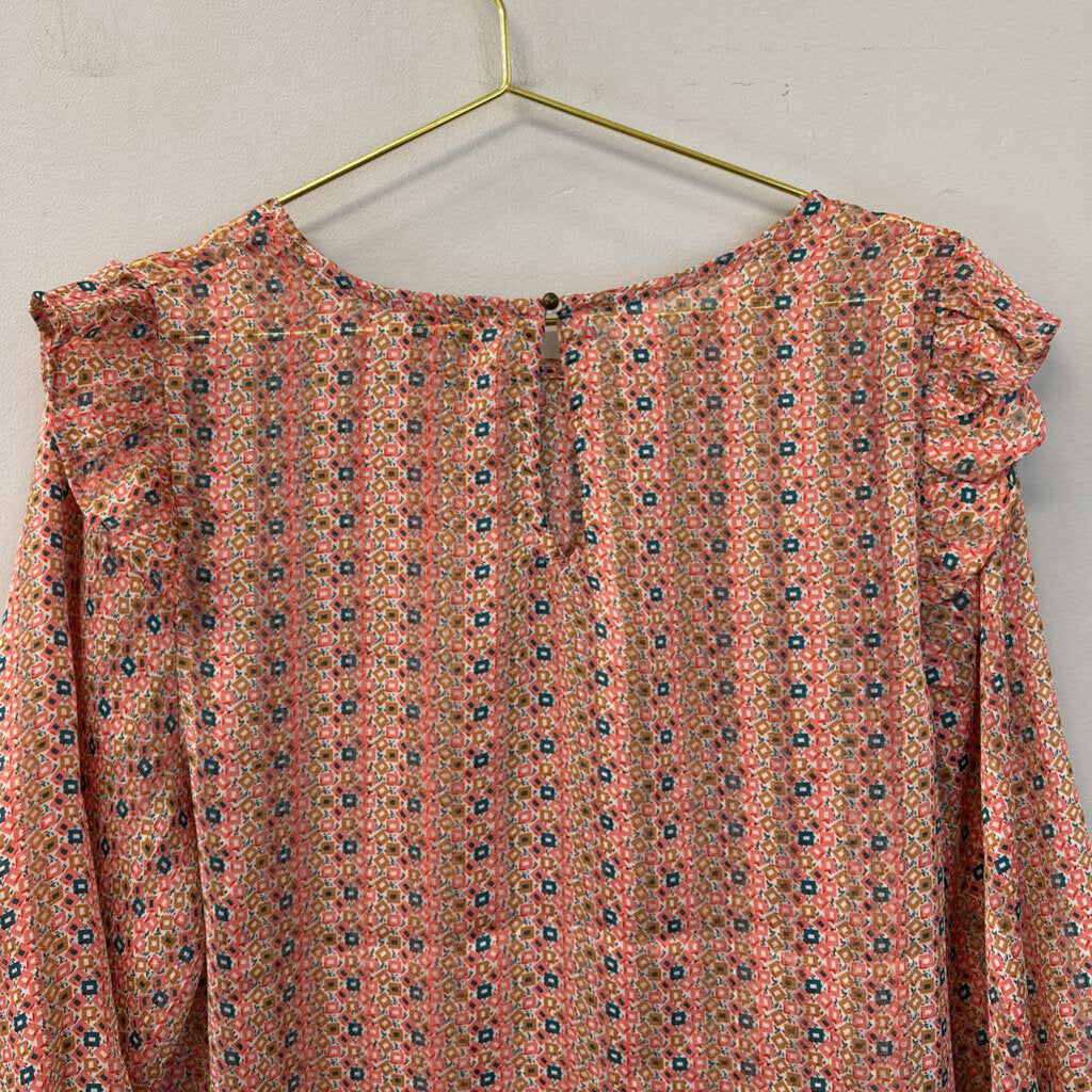 W5 Pink/ Multi Print Long Sleeve Top Medium