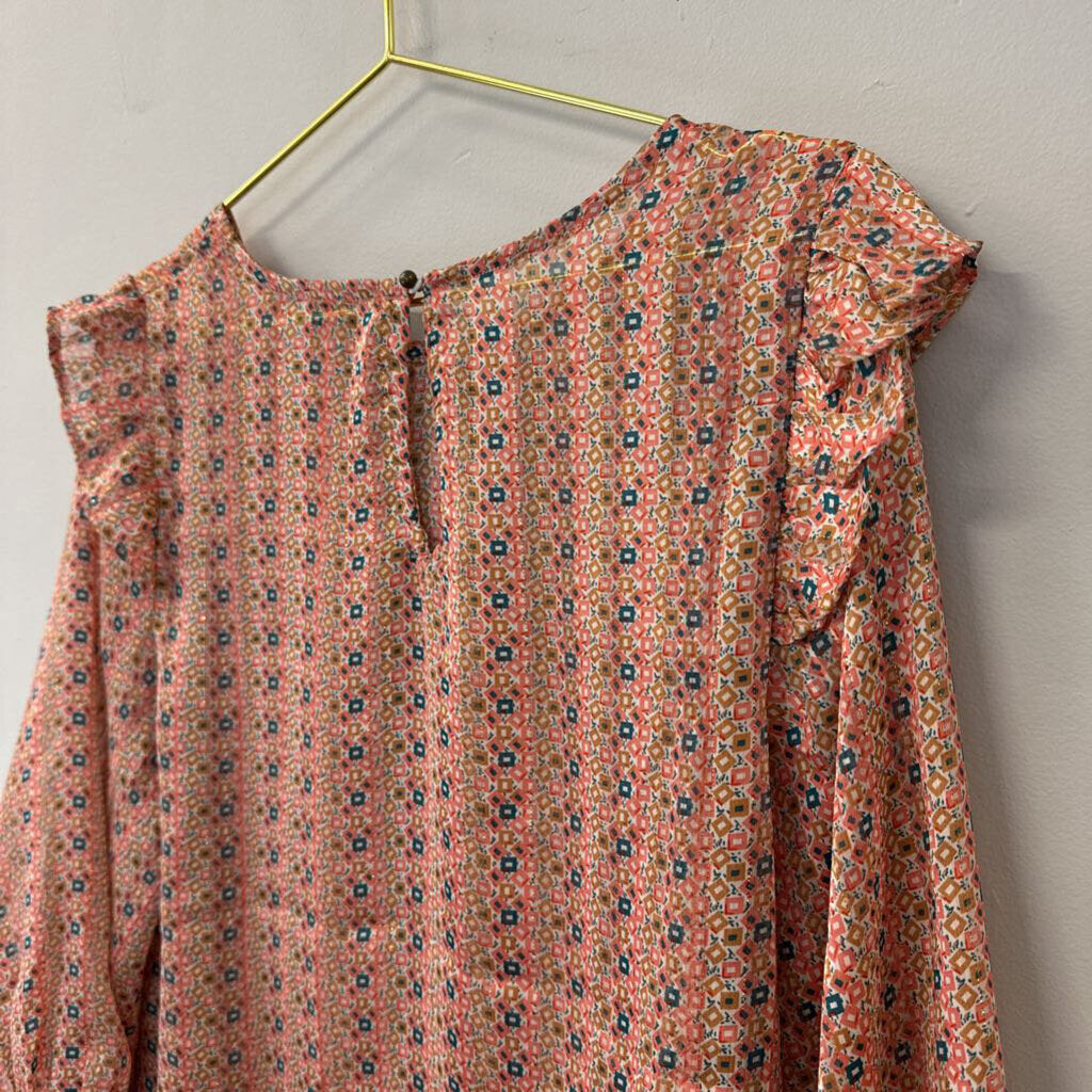 W5 Pink/ Multi Print Long Sleeve Top Medium