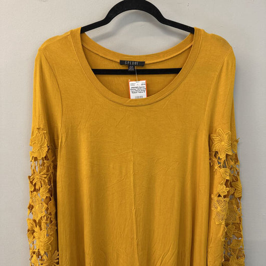 Spense Yellow Long Lace Sleeve Dress Medium