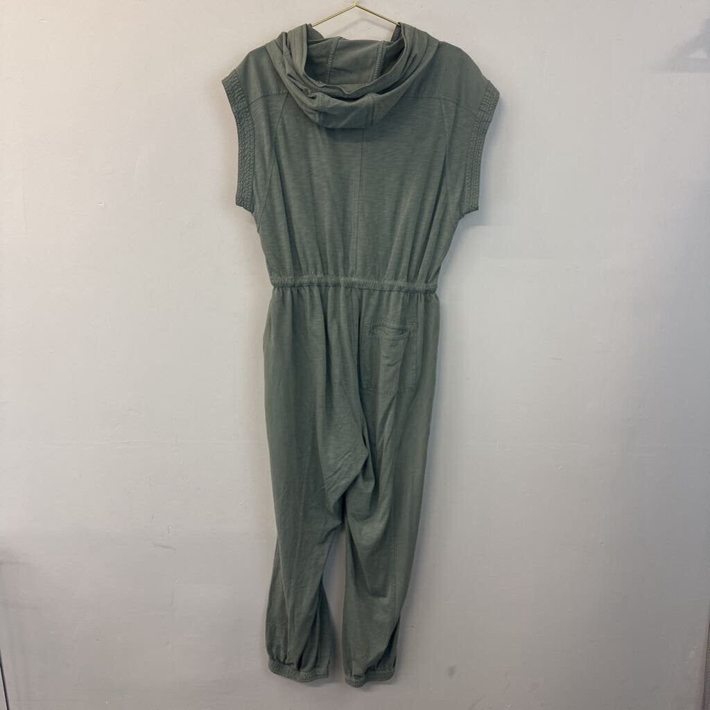 Daily Practice Anthropologie Green Short Sleeve Hooded Jumpsuit Large